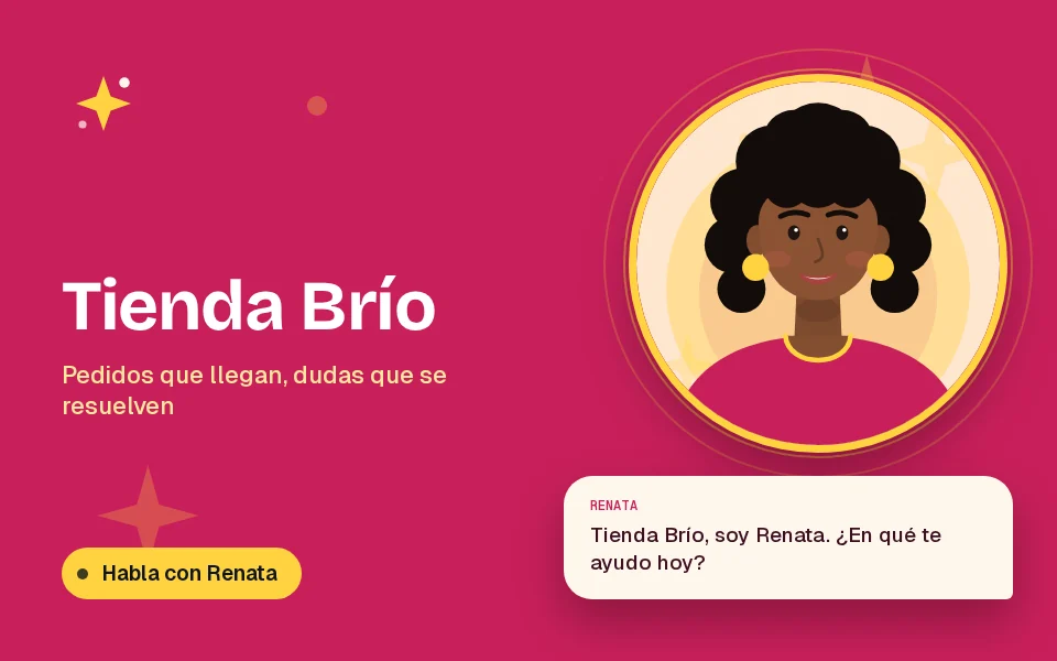 Tienda Brío, con Renata al teléfono